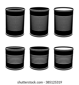 vector food cans black symbol