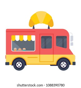 Pink Food Truck Hidetailed Solid Flat Stock Vector (Royalty Free ...