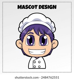 Vector Comida Chef Logo Mascota Ilustración Diseño de Vector