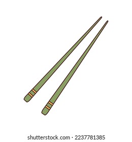 Vector food chopsticks. Illustration of traditional asian bamboo utensil. Wooden chopsticks.