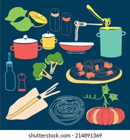 Vector food color drawing and elements