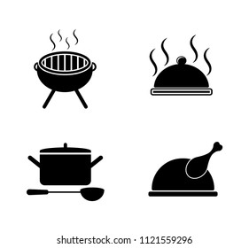 Vector Food Cooking Icons Set. Kitchen & Restaurant Sign Symbols Isolated