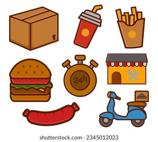 Vector food delivery doodle illustration