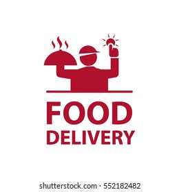 Vector food delivery, icons, logo and illustrations, man