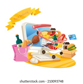 Ilustración de entrega de alimentos para vectores