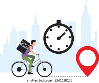 Vector food delivery man on a cycle