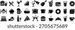 Vector food and dining silhouette icon set
