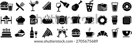Vector food and dining silhouette icon set
