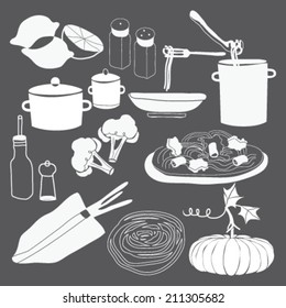 Vector food drawing and elements