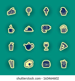 vector food and drink icon set