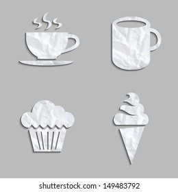 Vector Food and drink icons made of paper