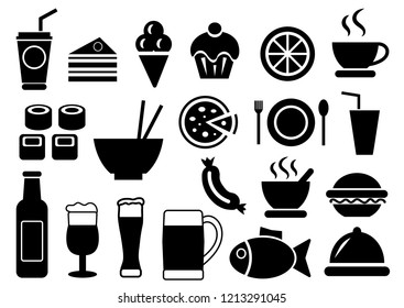 Vector food and drink icons set