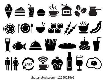 Vector food and drink icons set	