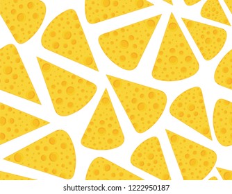 Vector food and drink seamless texture with slices of cheese
