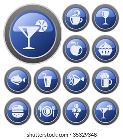Vector: Food and drinks buttons