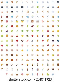 Vector food, drinks and cooking icon set