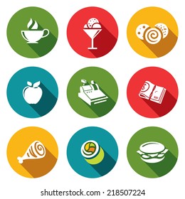 Vector food flat icons set