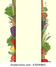 Vector food frame. Vector template for menu. Vegetables poster