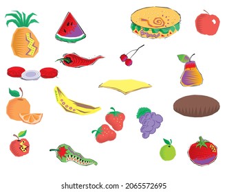 

vector food and fruit  Frame Stock Illustration