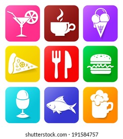 Vector food icon collection for web design