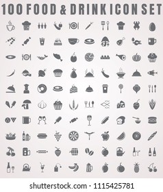 Vector Food Icon Set Of 100 Food & Drinks Icons.