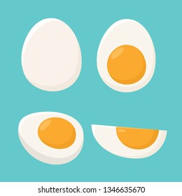 Vector food icon set of boiled eggs. Stock illustration cooking eggs