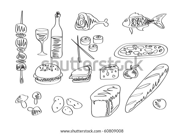 Vector Food Icon Set Hand Draw Stock Vector (Royalty Free) 60809008 ...