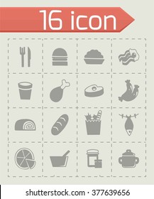 Vector Food icon set on grey background