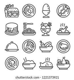 Vector Food icon set, outline style on white background