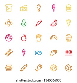 vector food icons line color set on white - Vector