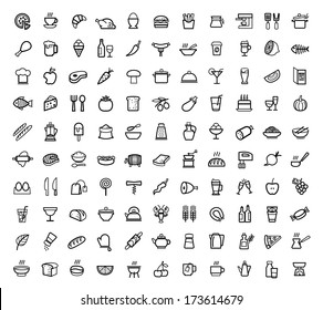 vector food icons set - Shutterstock ID 173614679
