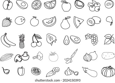 Conjunto de iconos del vector de los alimentos