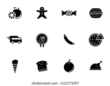 vector food icons set - bakery, fruit, meat, vegetable and chicken illustrations isolated. healthy food