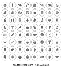 Vector Food Icons Set - Eat And Drink Breakfast, Coffee; Lunch Or Dinner