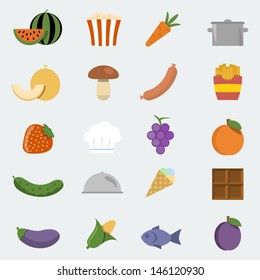 Vector food icons set in 'flat' style