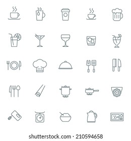 Vector food icons set. For web site design and mobile apps. 