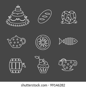 Vector food icons simple and cute design