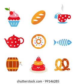 Vector food icons simple and cute design