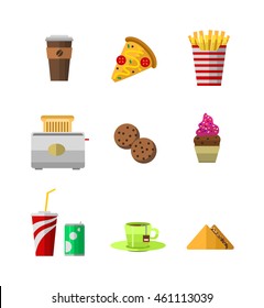 Vector food icons sweet fast food elements