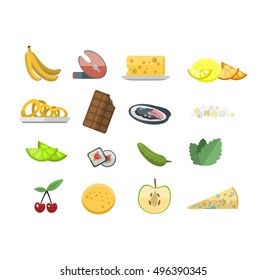 Vector food icons and sweet fast food elements