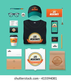 Vector food identity template design set. Branding MockUps. Packages Mock-up Pack for your company. 