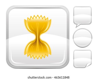 Vector food illustration of pasta. Blank button form set - square, speaking bubble, circle, sticker.