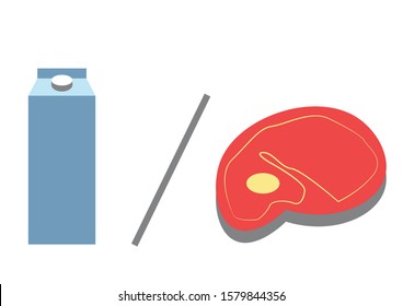 Vector food kosher icon. Separation of milk and meat according to the bible law