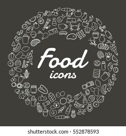 Vector Food Line Icons Set.