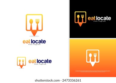 Vector food locate logo, restaurant logo design, food and drink logo design template