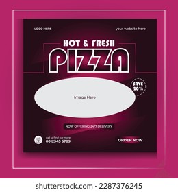 vector food menu and delicious pizza social media banner template