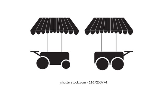 Vector food menu flyer. Street food truck, cart selling food and wok dishes. Food festival concept. Isometric icon, vector illustration