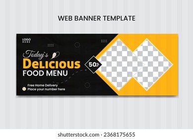  Vector food menu and restaurant facebook cover and web banner design template.