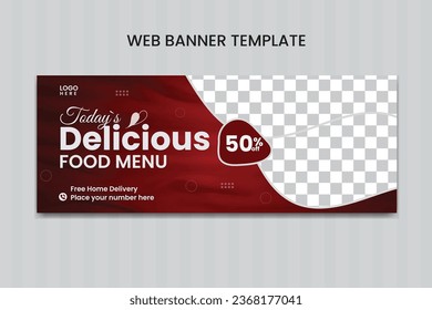 Vector food menu and restaurant facebook cover and web banner design template.