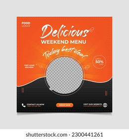 Vector food menu and restaurant social media banner template